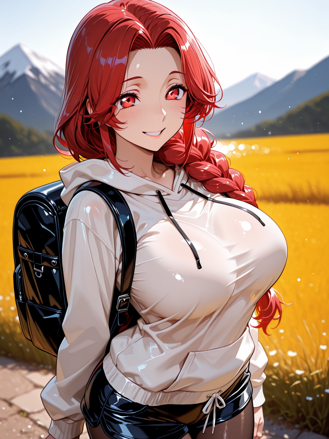 登山風スタイルの明子