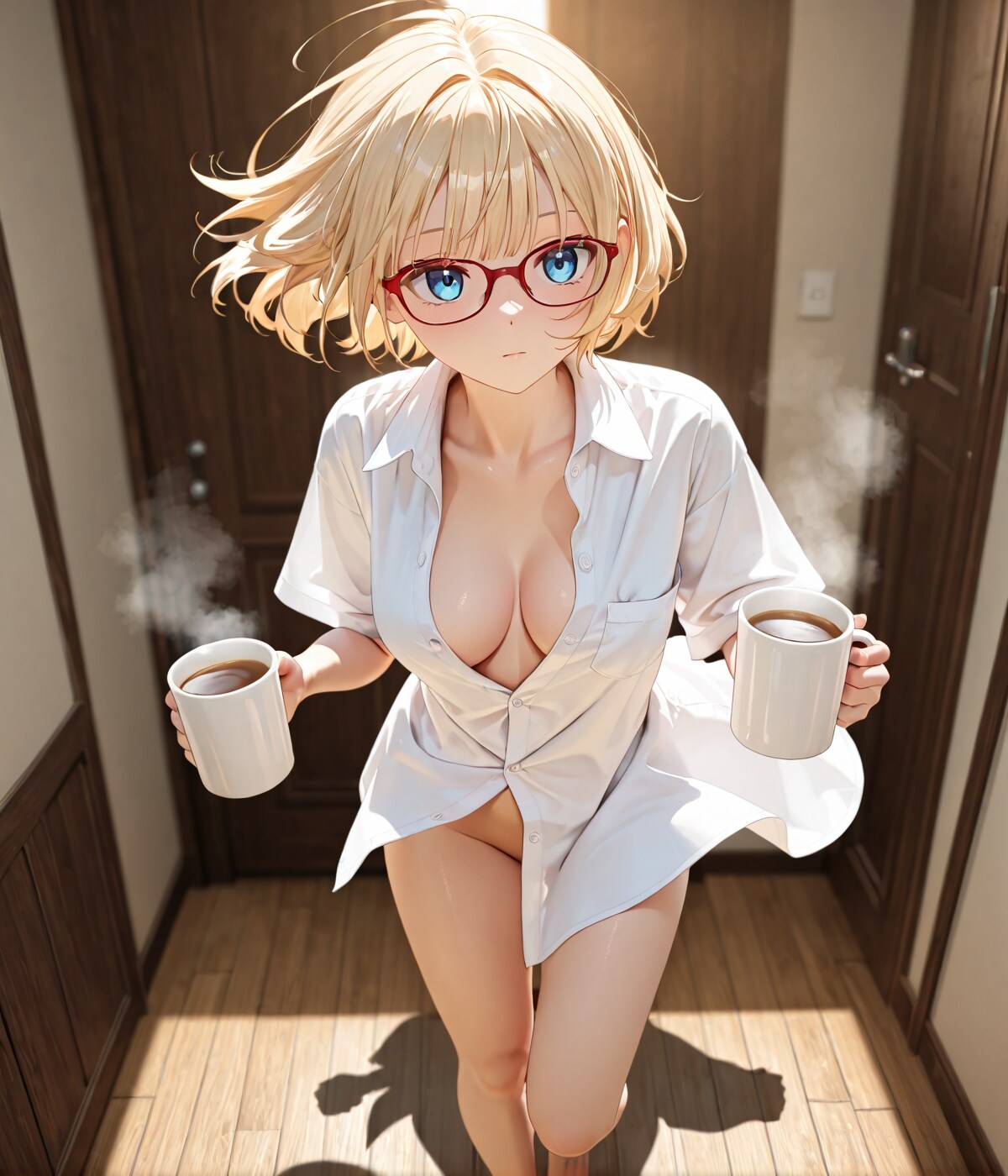 「おはよ、飲む？」
