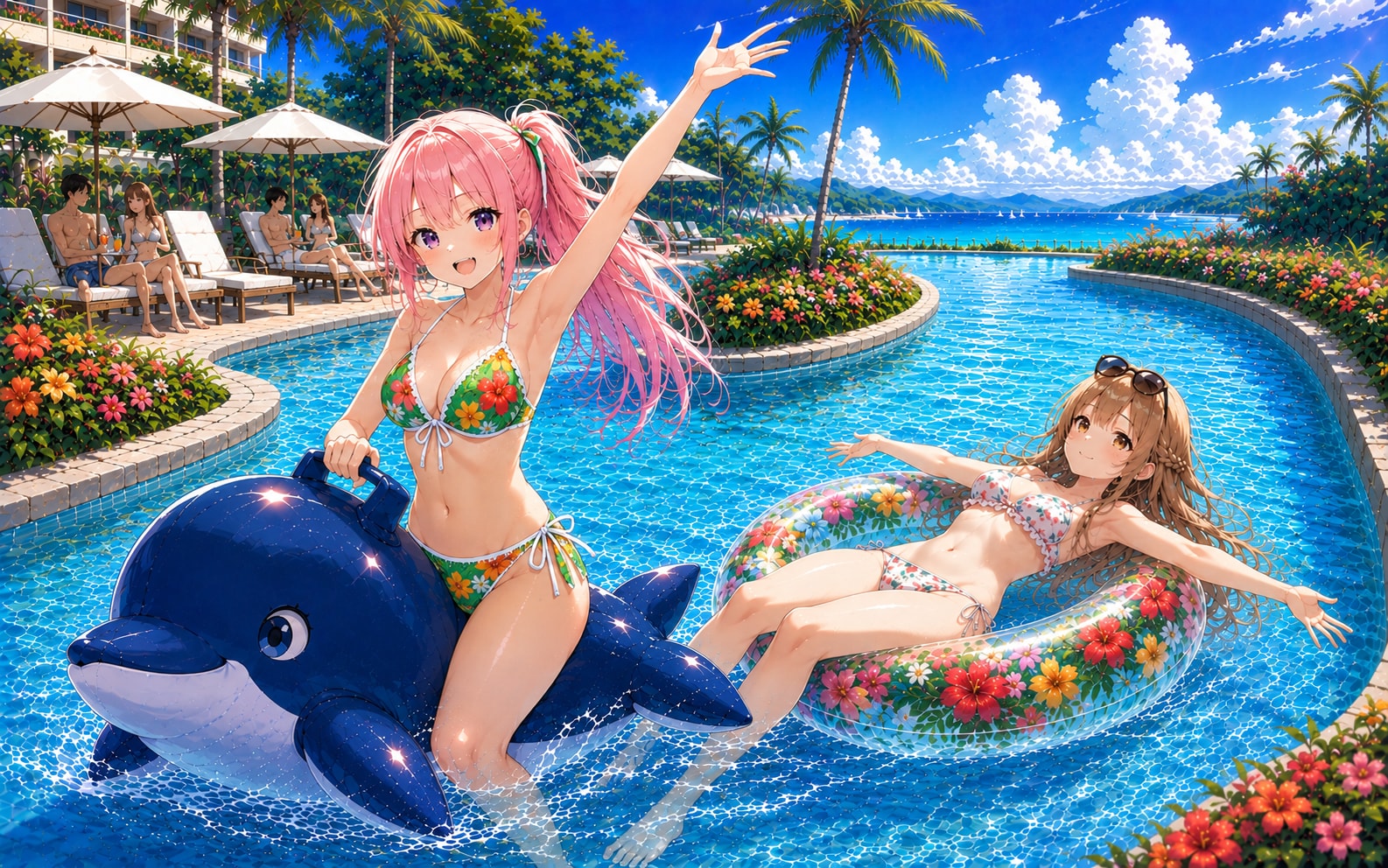 流れるプールで