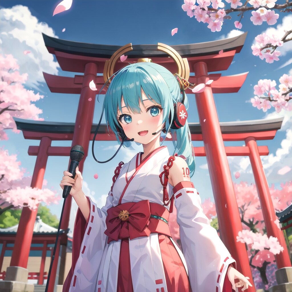 巫女さん神社ライブ　初音ミク