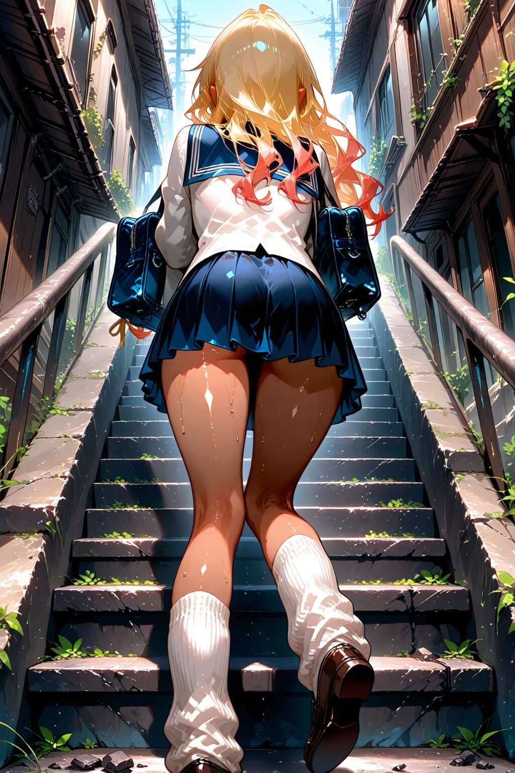 階段を上るミニスカギャル