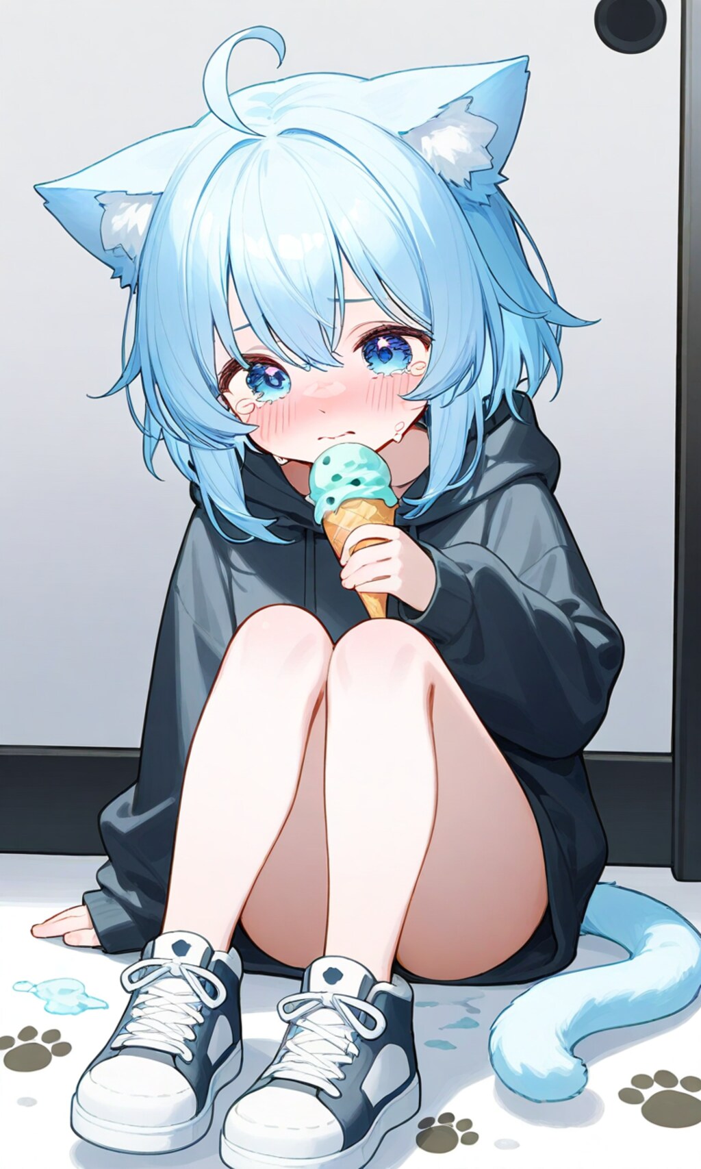 アイス落としちゃったうちのこ