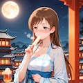 漢服の新田さんと満月(ちちぷい版) 3枚目