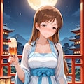 漢服の新田さんと満月(ちちぷい版) 4枚目
