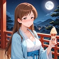漢服の新田さんと満月(ちちぷい版) 2枚目