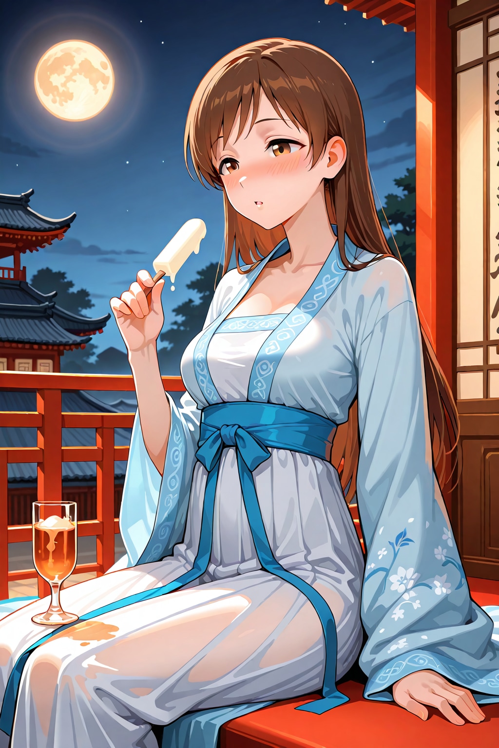 漢服の新田さんと満月(ちちぷい版)