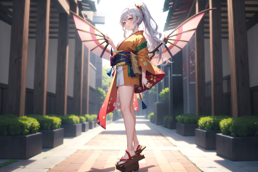 オレンジの着物