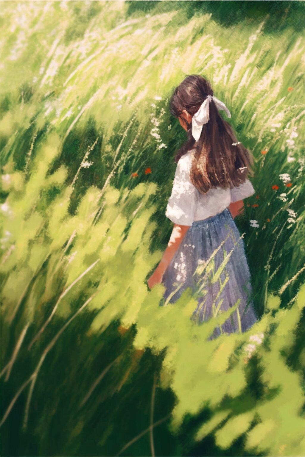 アクリル絵の具と少女
