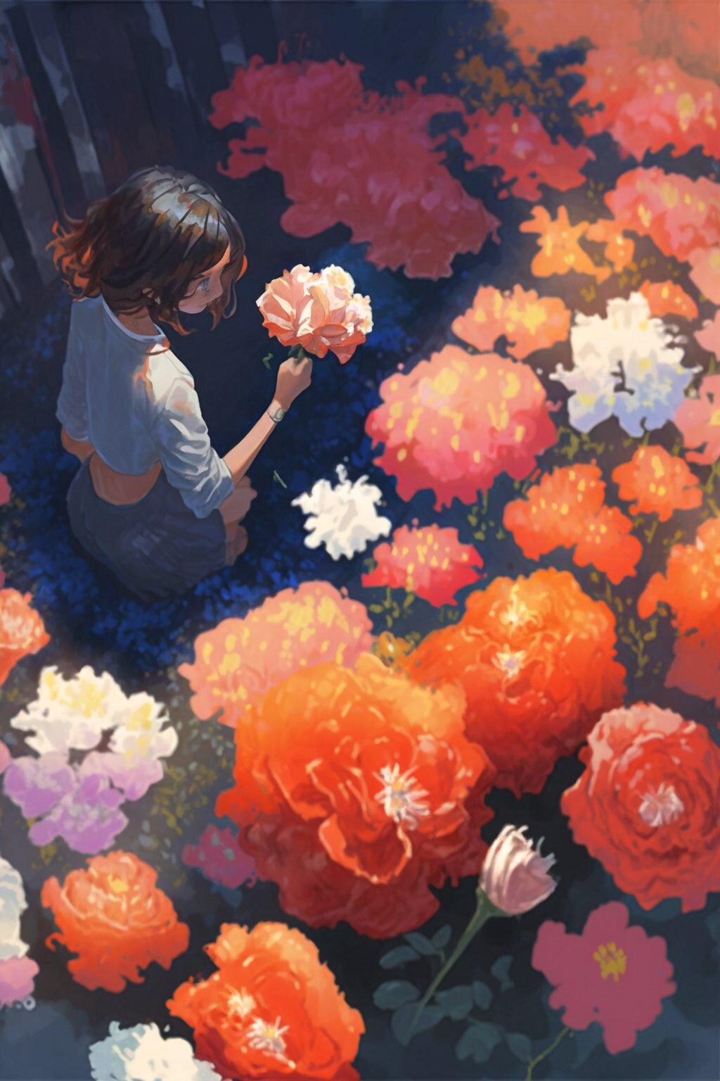 アクリル絵の具と少女
