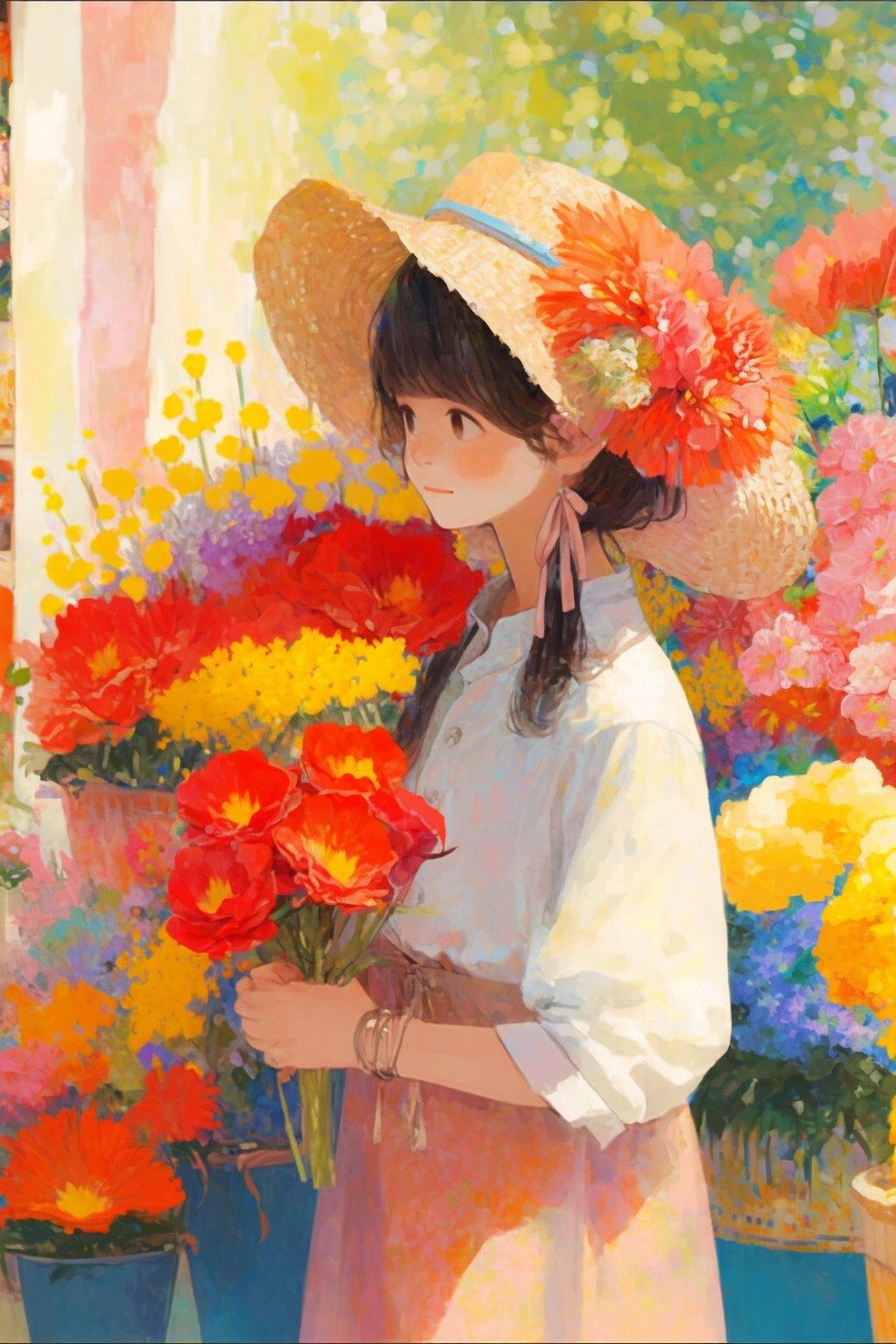 アクリル絵の具と少女