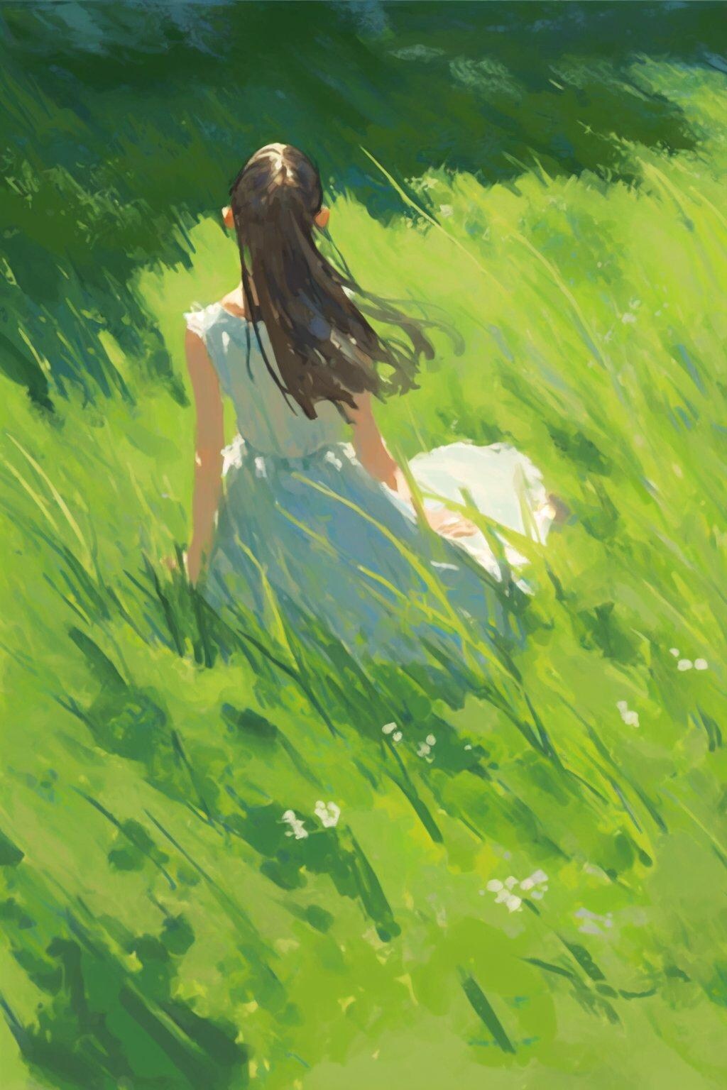 アクリル絵の具と少女