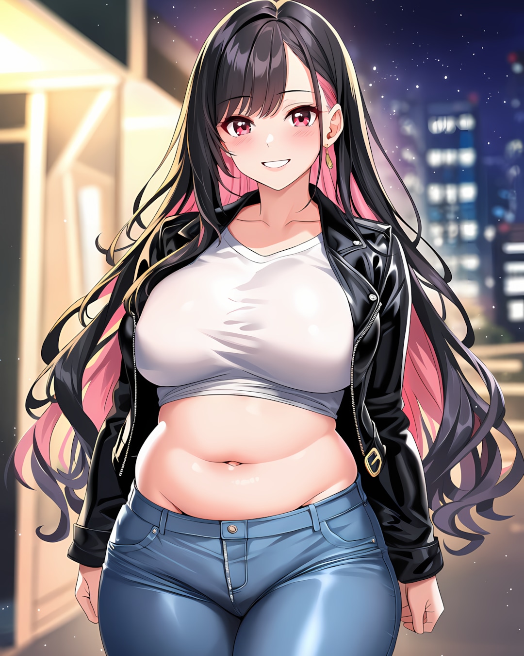 🌃夜の街で待ち合わせ✨クールなライダース姿