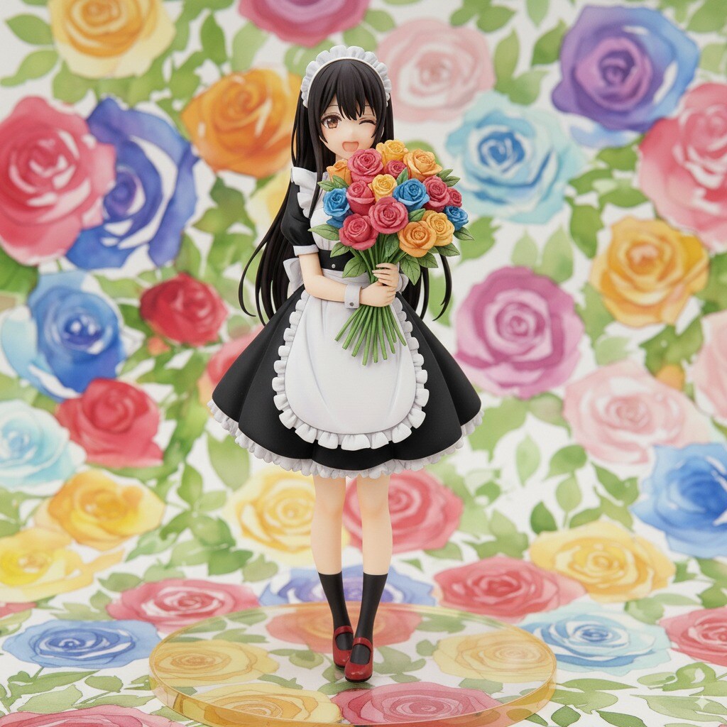 『薔薇園の黒髪メイド』フィギュア。 | の人気AIイラスト・グラビア