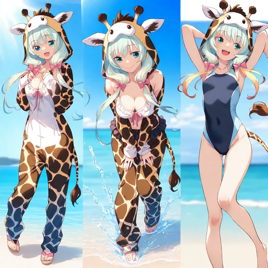 キリンボートとキリンフーディー水着ちび子ちゃん