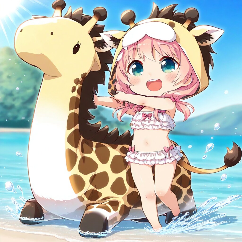キリンボートとキリンフーディー水着ちび子ちゃん