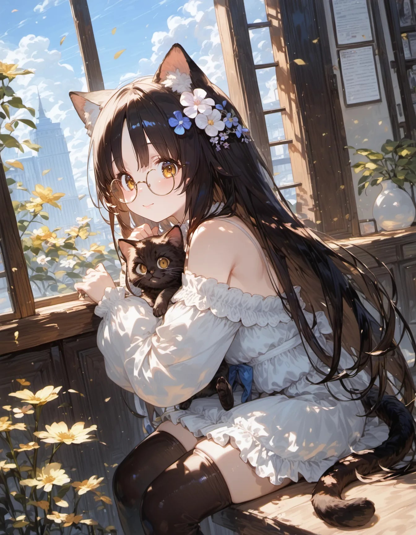 Kitten's Companion by the Window | の人気AIイラスト・グラビア