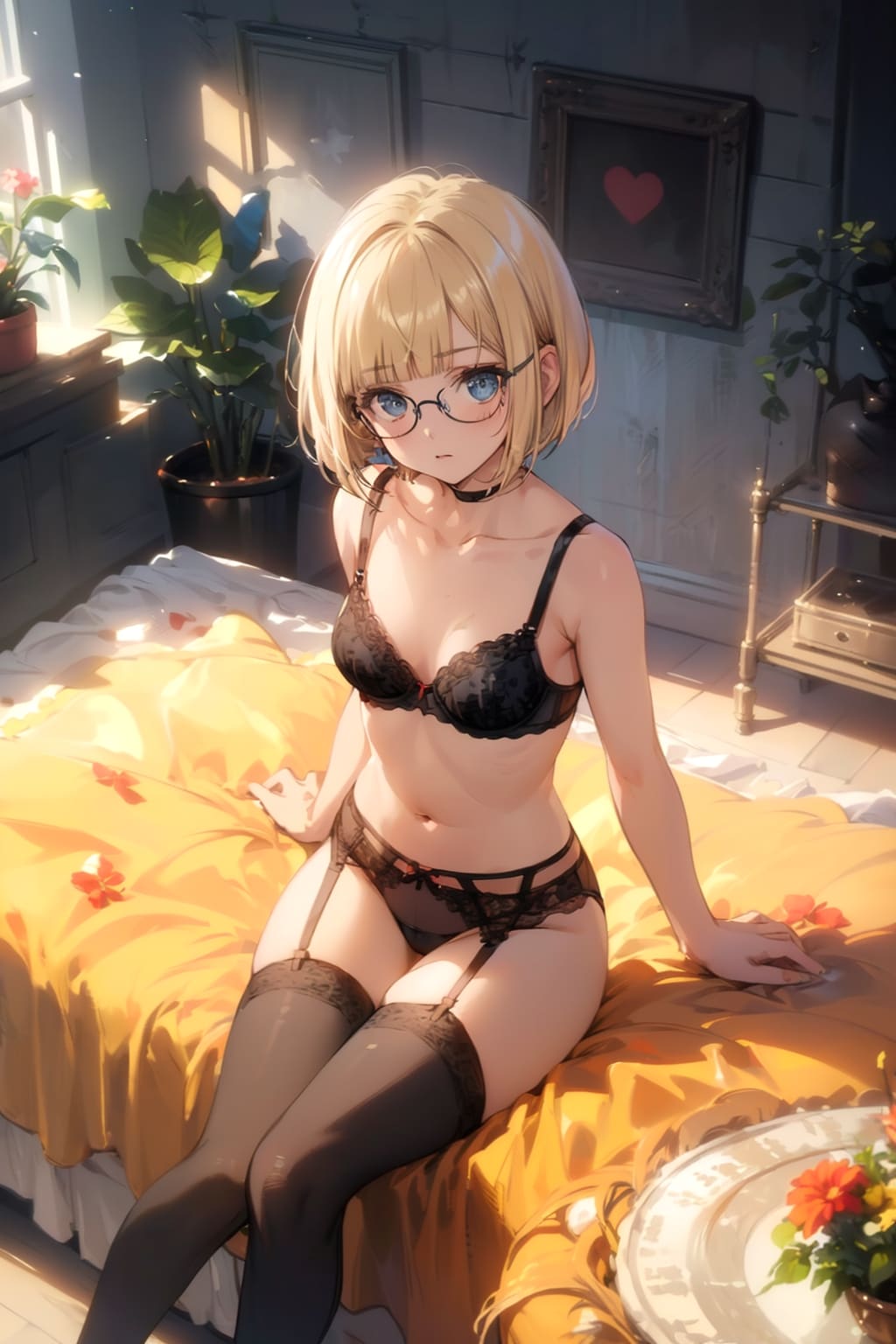 下着の眼鏡っ娘