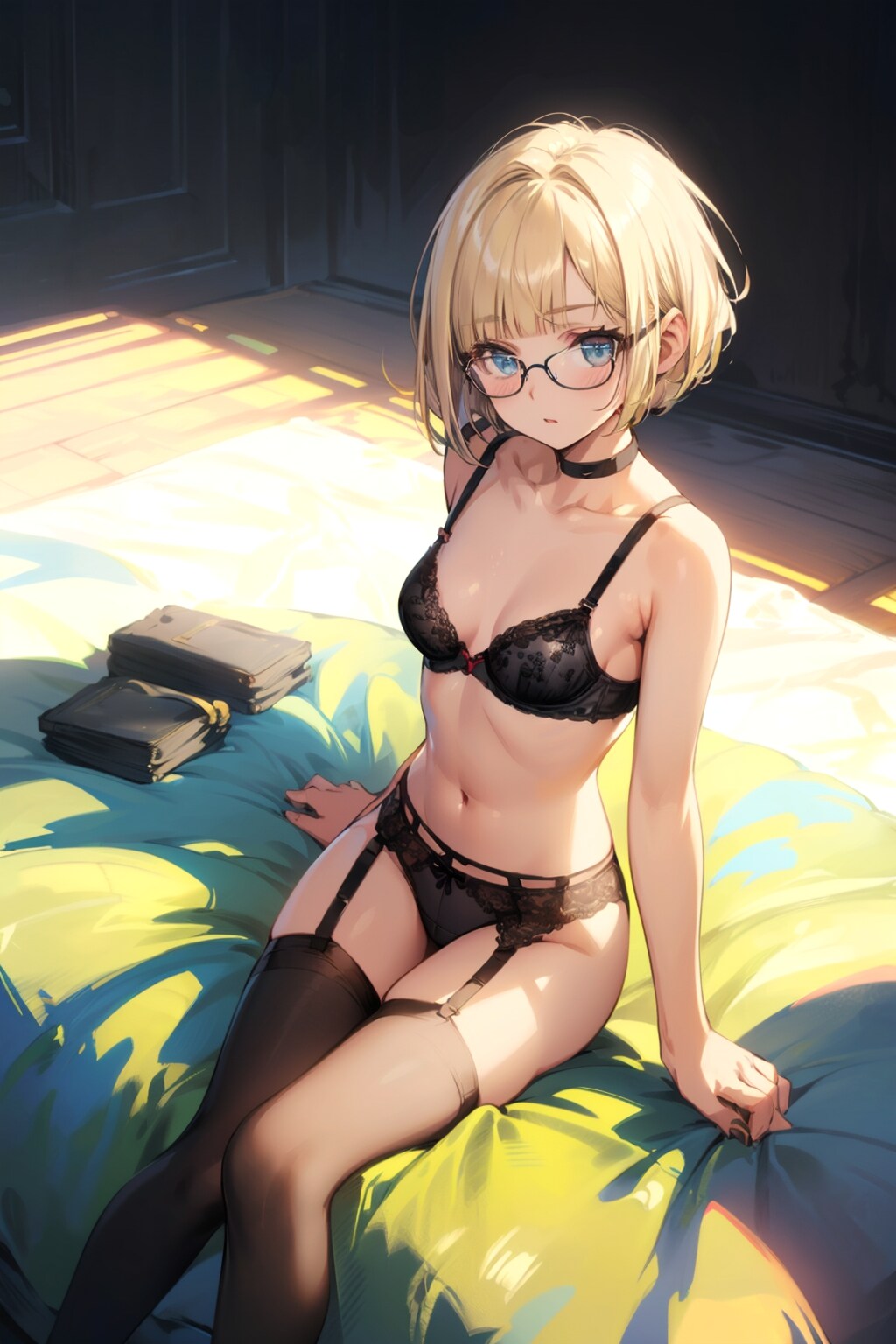 下着の眼鏡っ娘