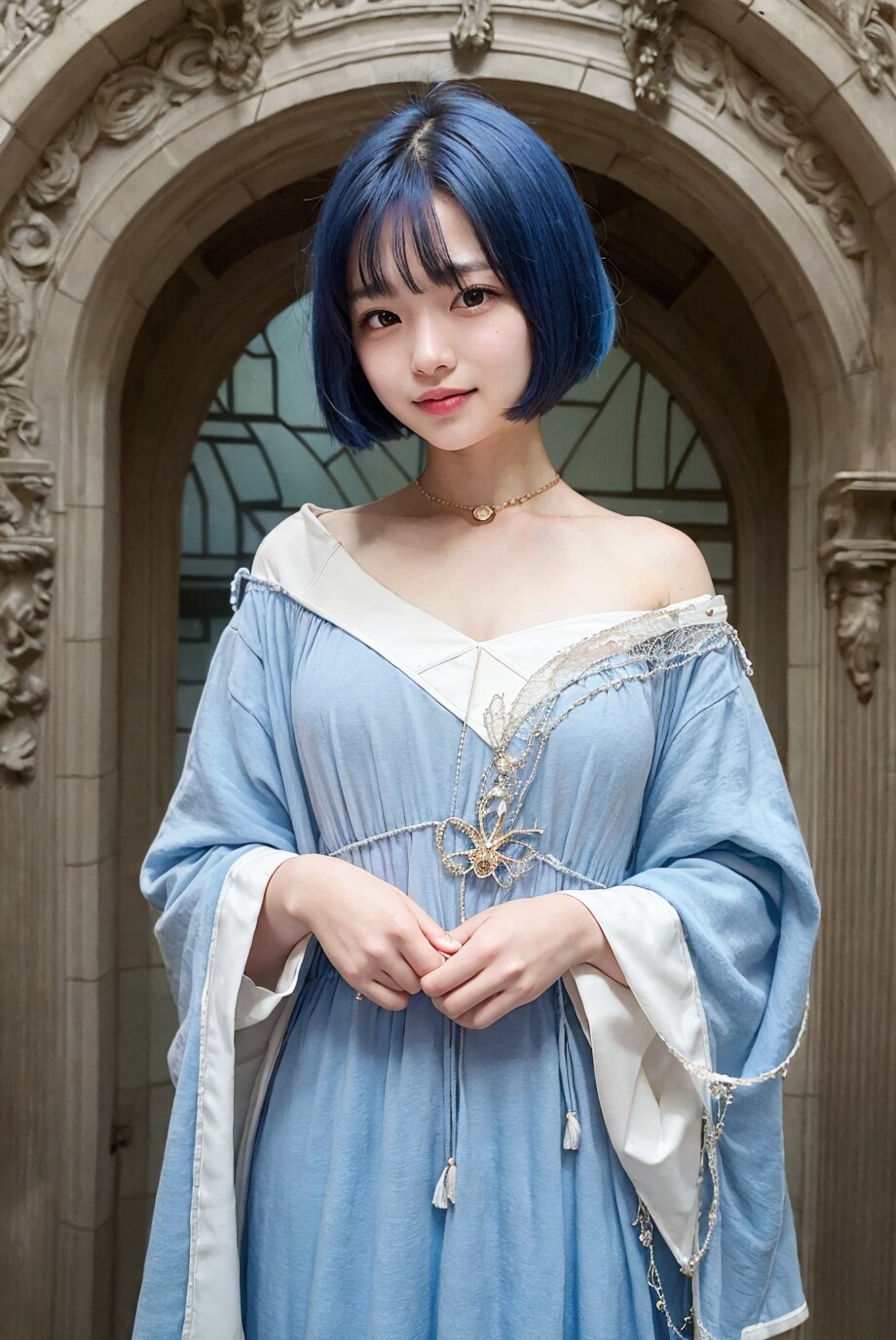 青い髪の聖職者