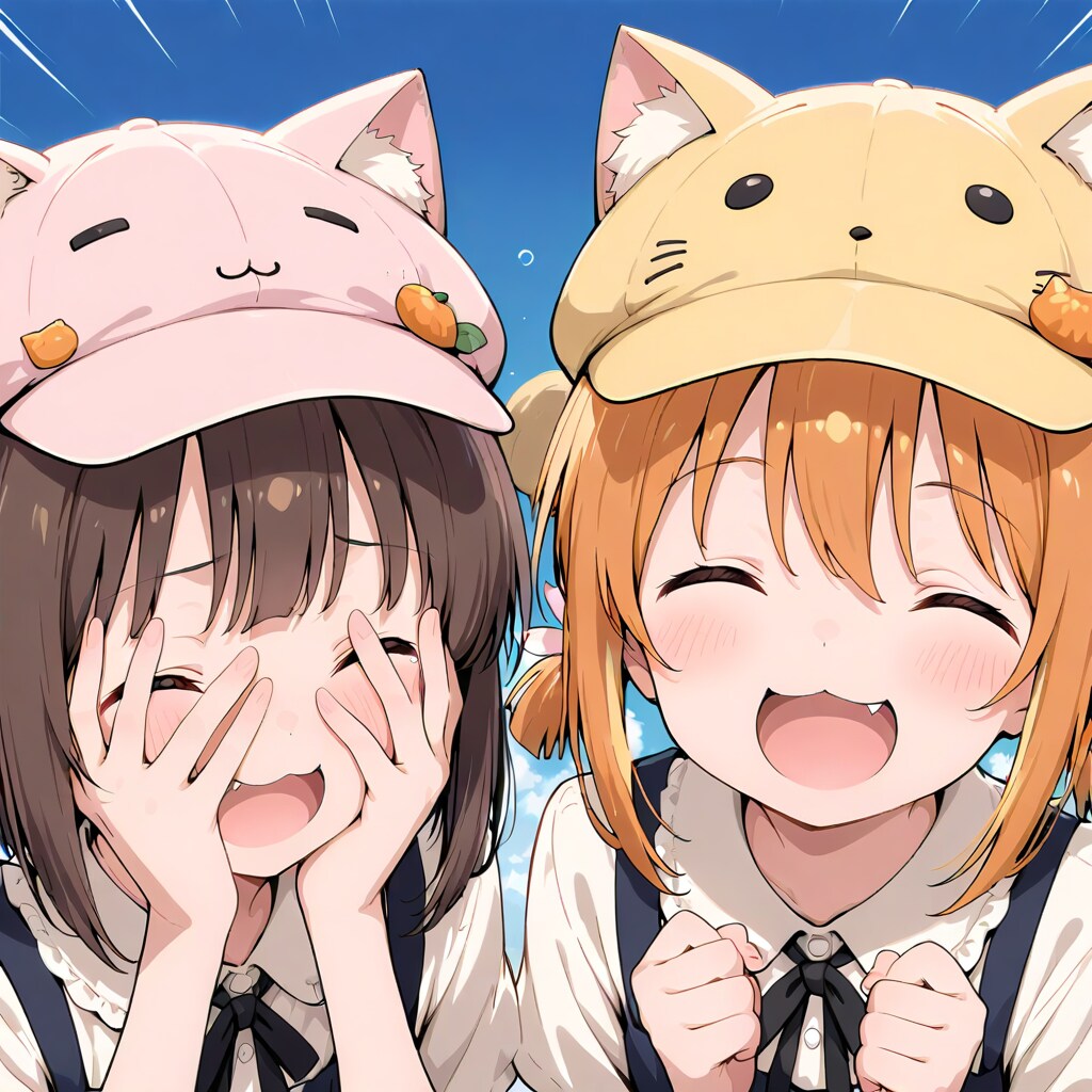 爆笑するアニマルキャップズ