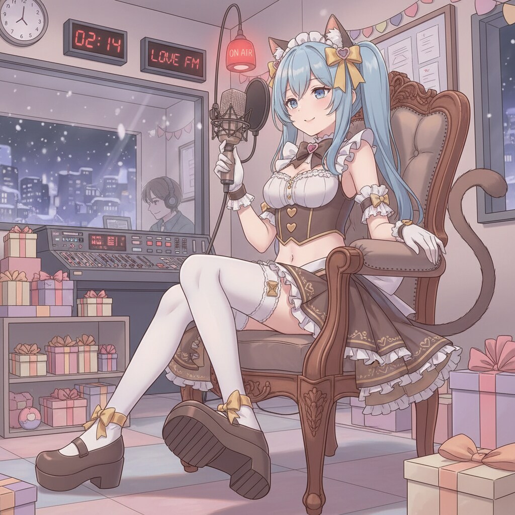 青ツイにゃん。2月13日 #世界ラジオデー。バレンタインメイド。 | の人気AIイラスト・グラビア