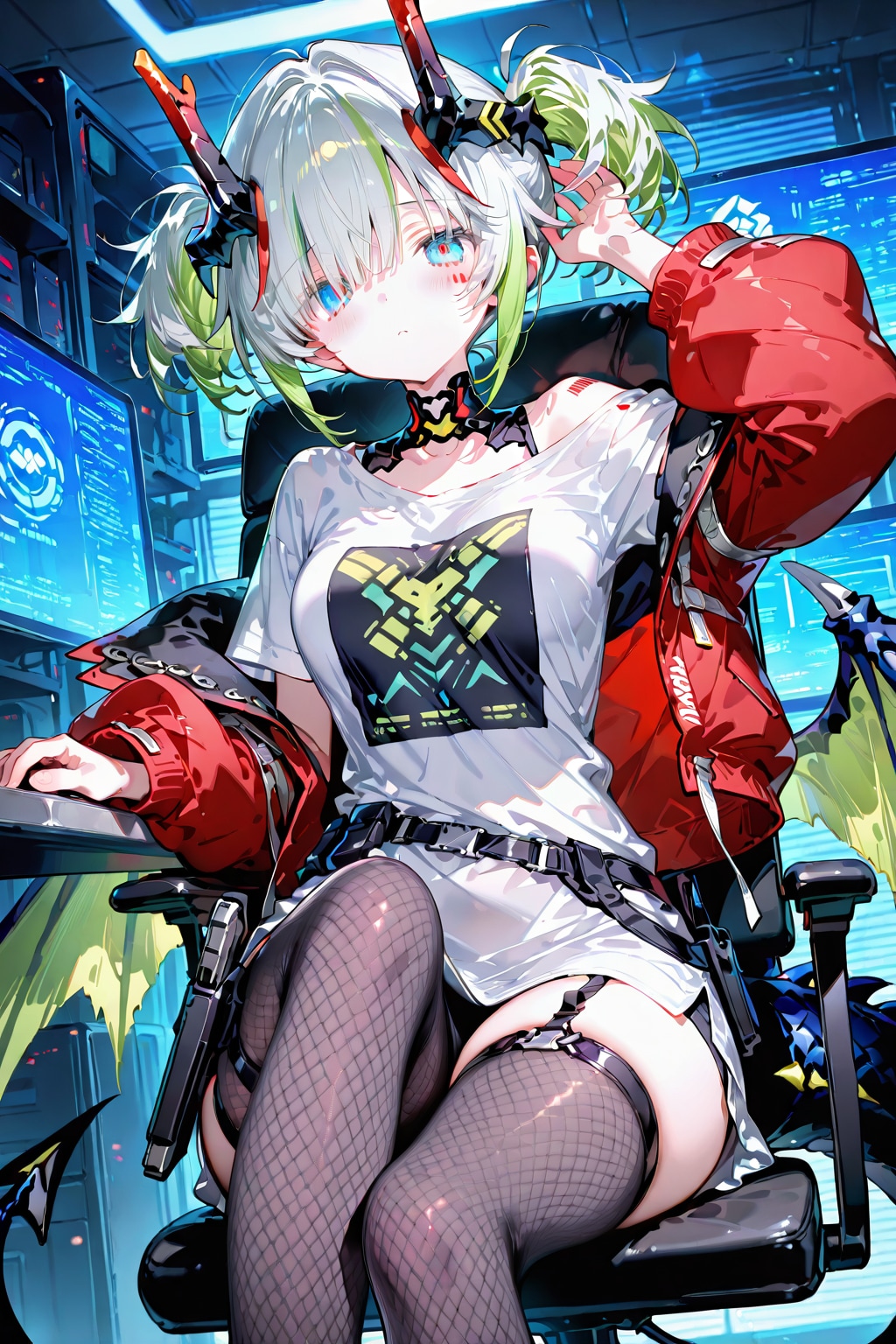 🩶【灰色の国からやってきた電脳竜ハッカー】「最前線突破」ヴィヴィ・シフレ | の人気AIイラスト・グラビア