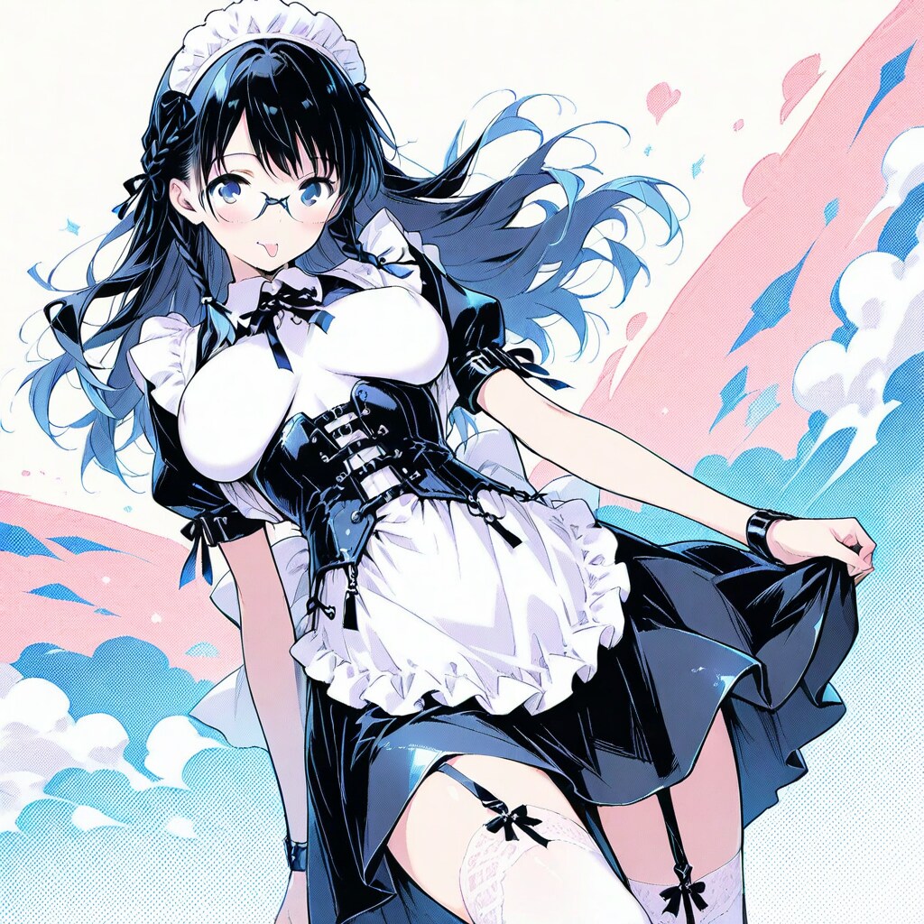 三つ編み眼鏡乳袋メイド