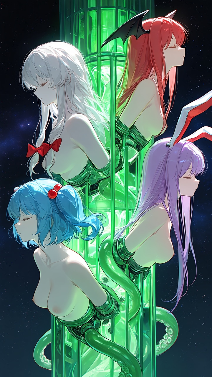 DG繁殖島の生体ユニットの塔にされた東方キャラ達❤