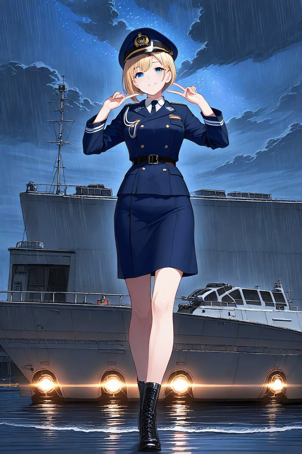 嵐を呼ぶ女性士官。