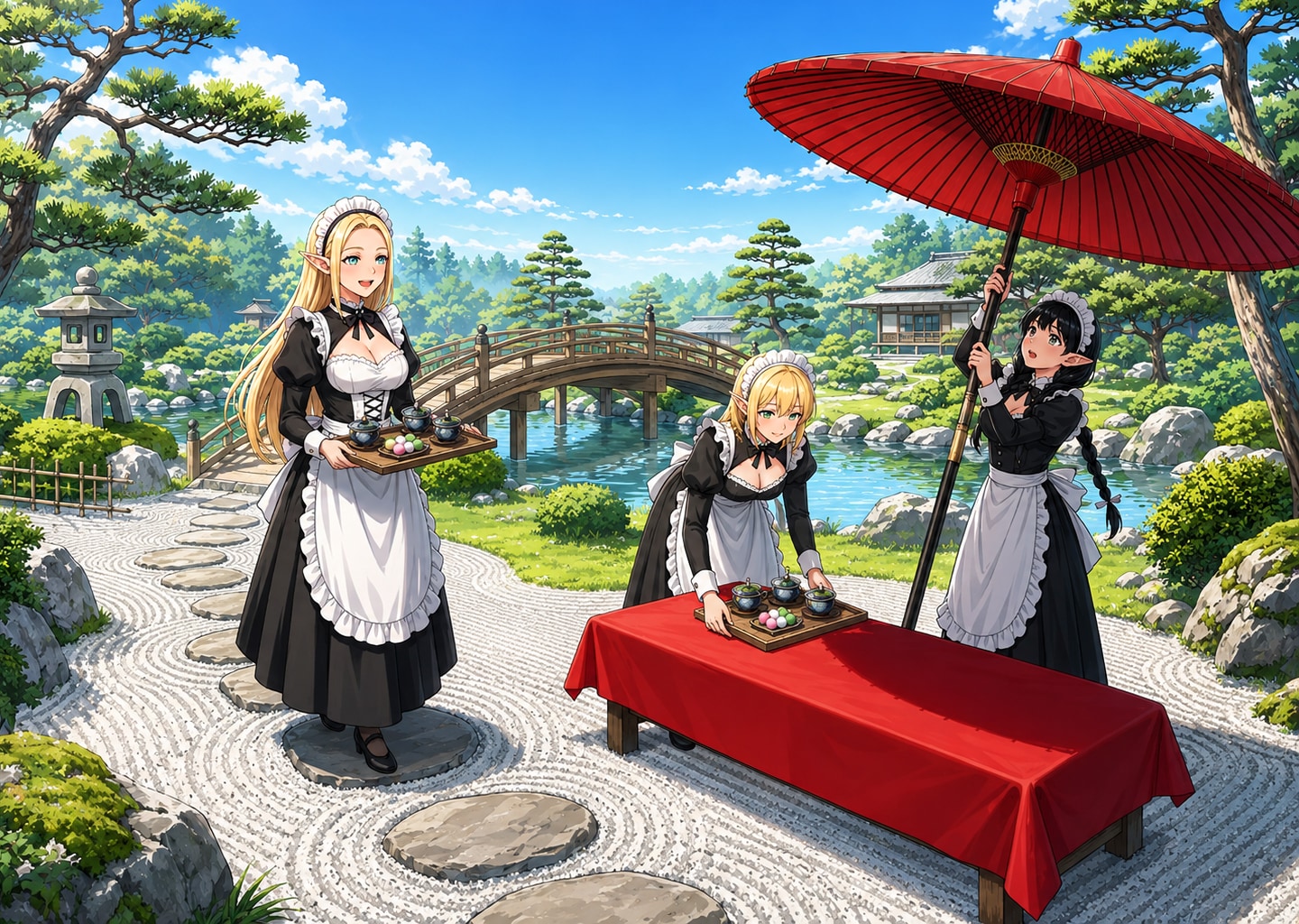 🍵午後のお茶の準備をするエルフメイドさん💕