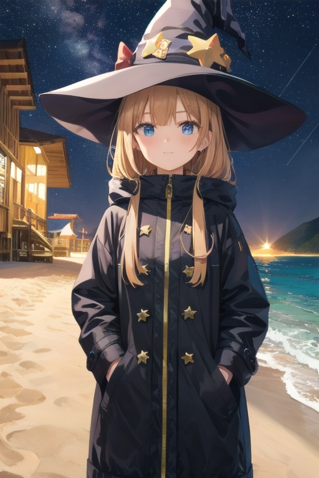 砂浜の魔女と星空