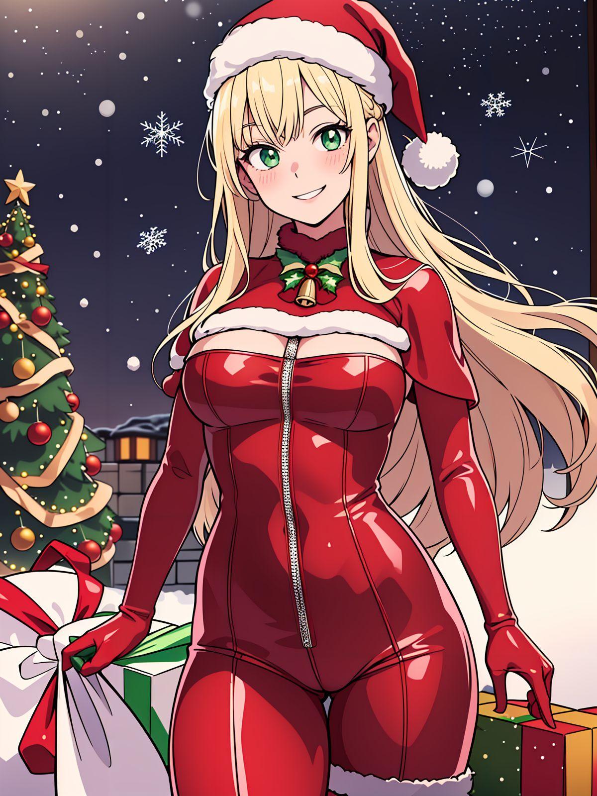 ぴっちりスーツサンタ少女