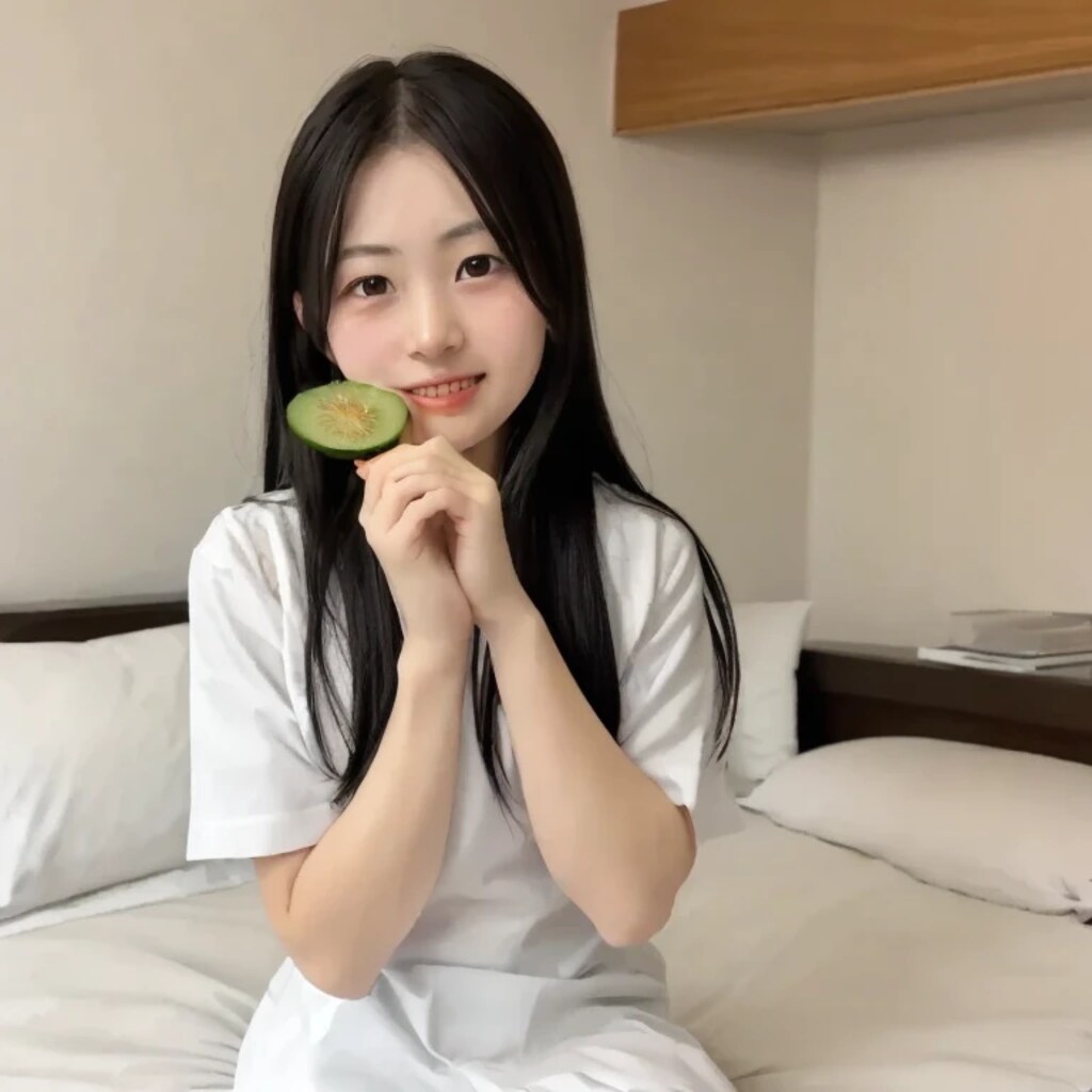 黒髪ロングで寝室の美女６１