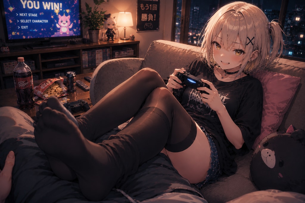 足をのせてる女の子