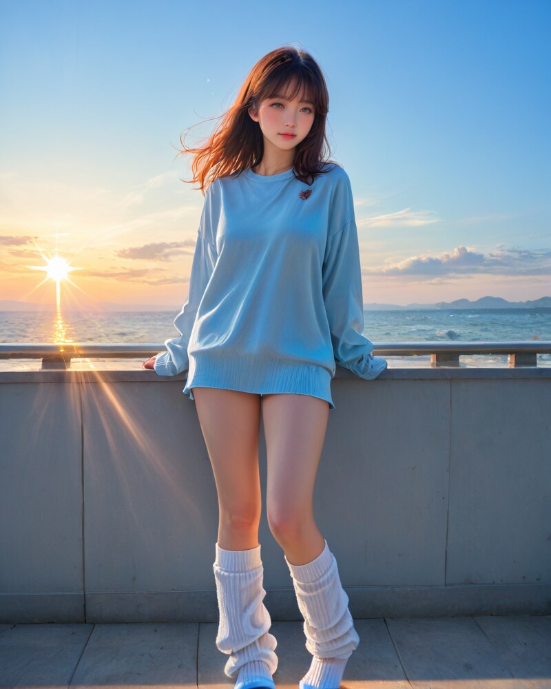 潮風と夕日
