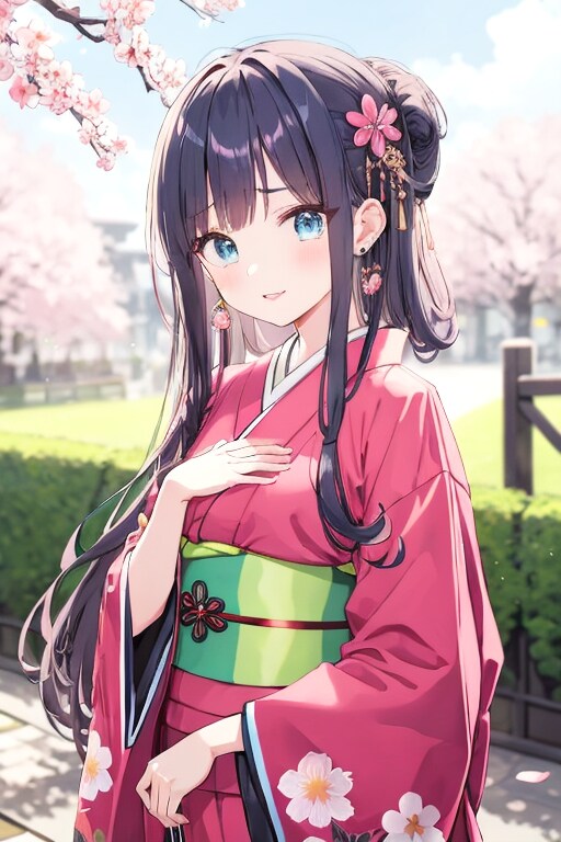 和装女子　花見