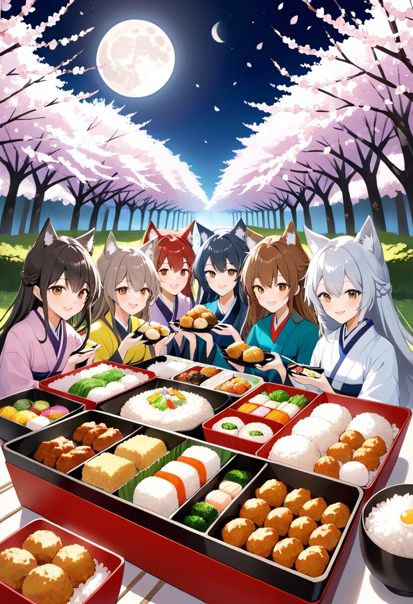 夜桜弁当 | の人気AIイラスト・グラビア