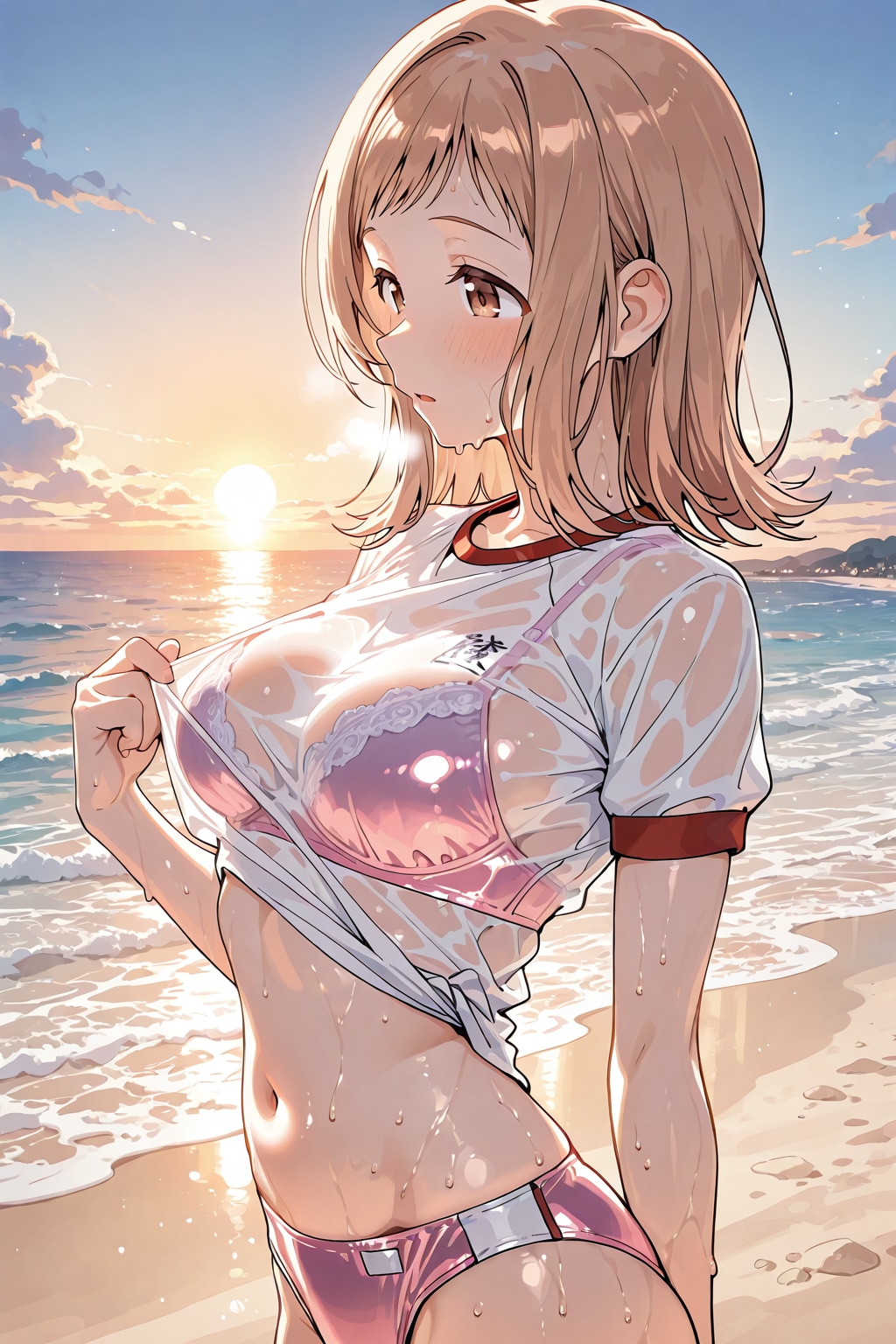 体操着の真乃と朝日(ちちぷい版)