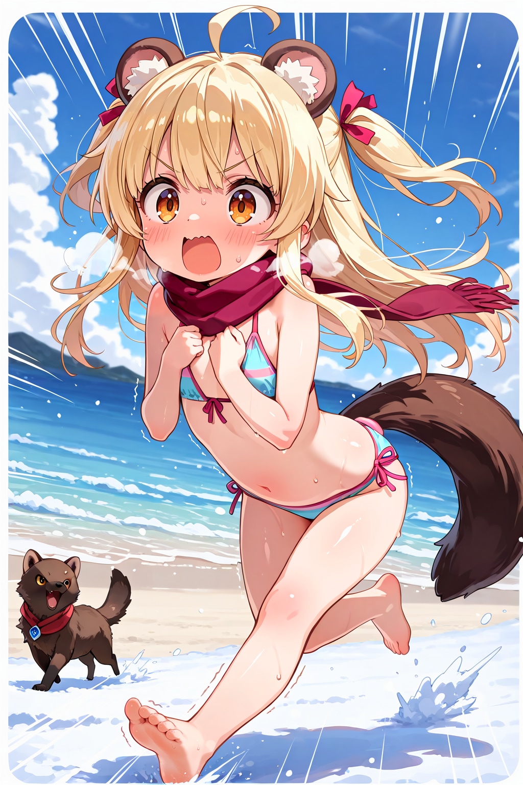 テン（のケモミミの）Ｐ（ピナちゃん）が真冬の水着に耐えきれず大脱走！