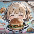 おバーガーもぐもぐ系ウォールペインティング 3枚目