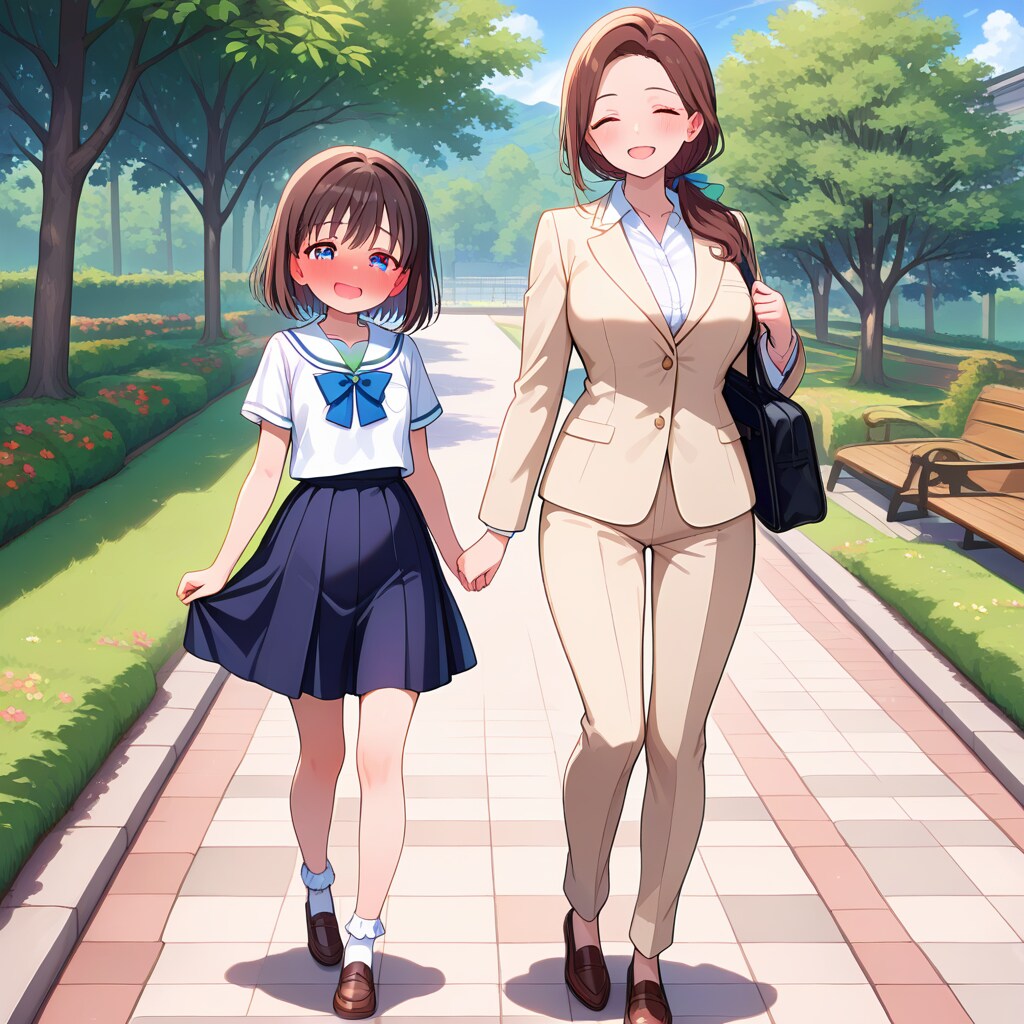 通勤中の母娘 | の人気AIイラスト・グラビア