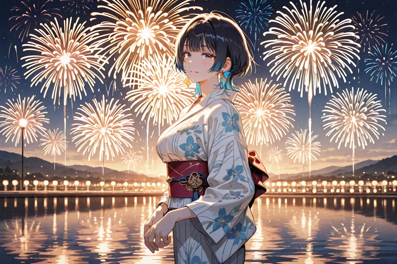 キレイだね、、、花火も♥ | の人気AIイラスト・グラビア