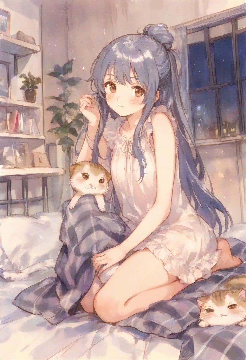 少女の部屋(水彩タッチ)(162)