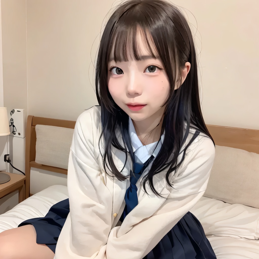 黒髪ロングで寝室の美女３９