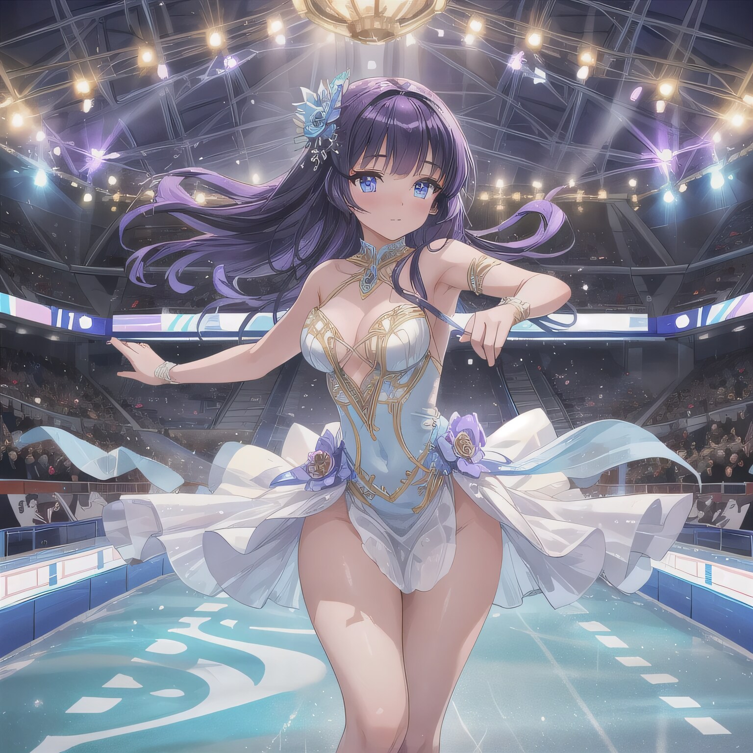 紫髪ロングでアイススケートの少女４ | の人気AIイラスト・グラビア