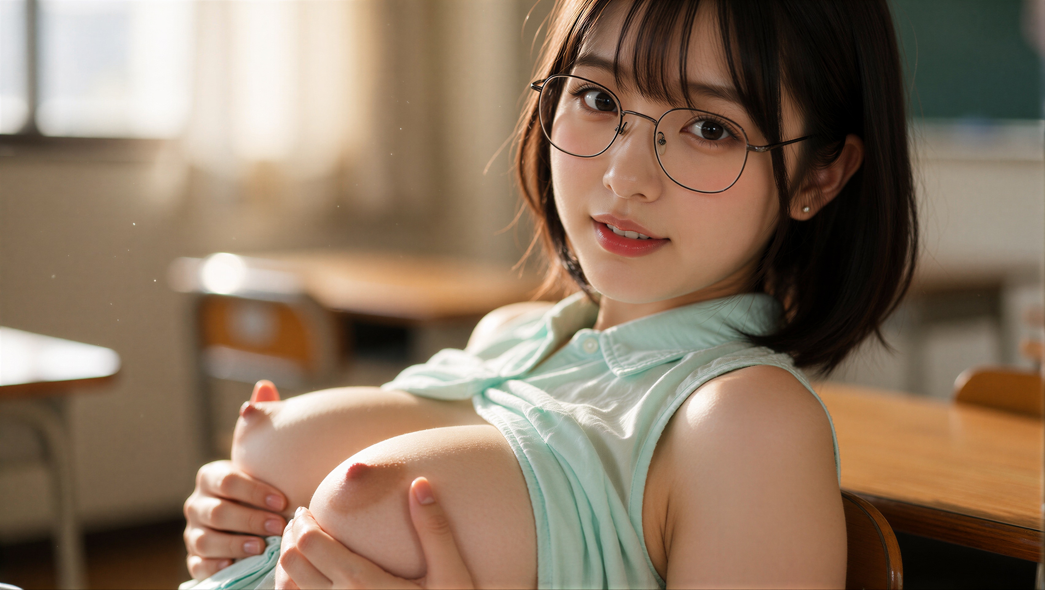 眼鏡をかけている先生