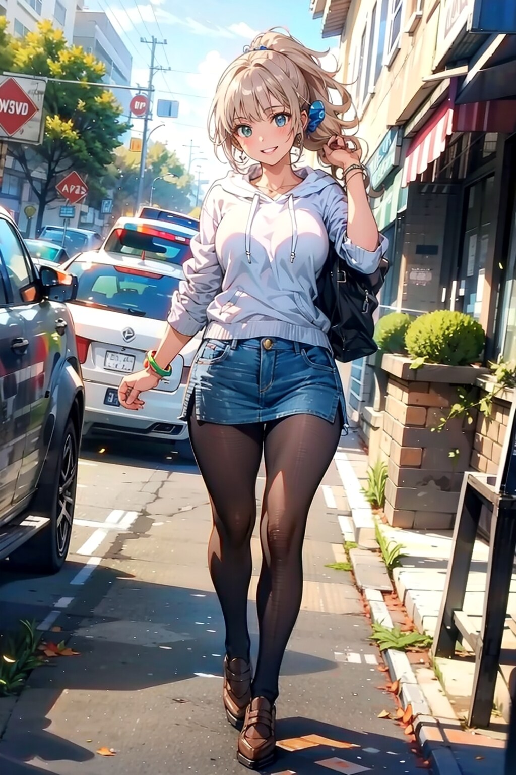 貴族のエルフの若奥様のデニム姿