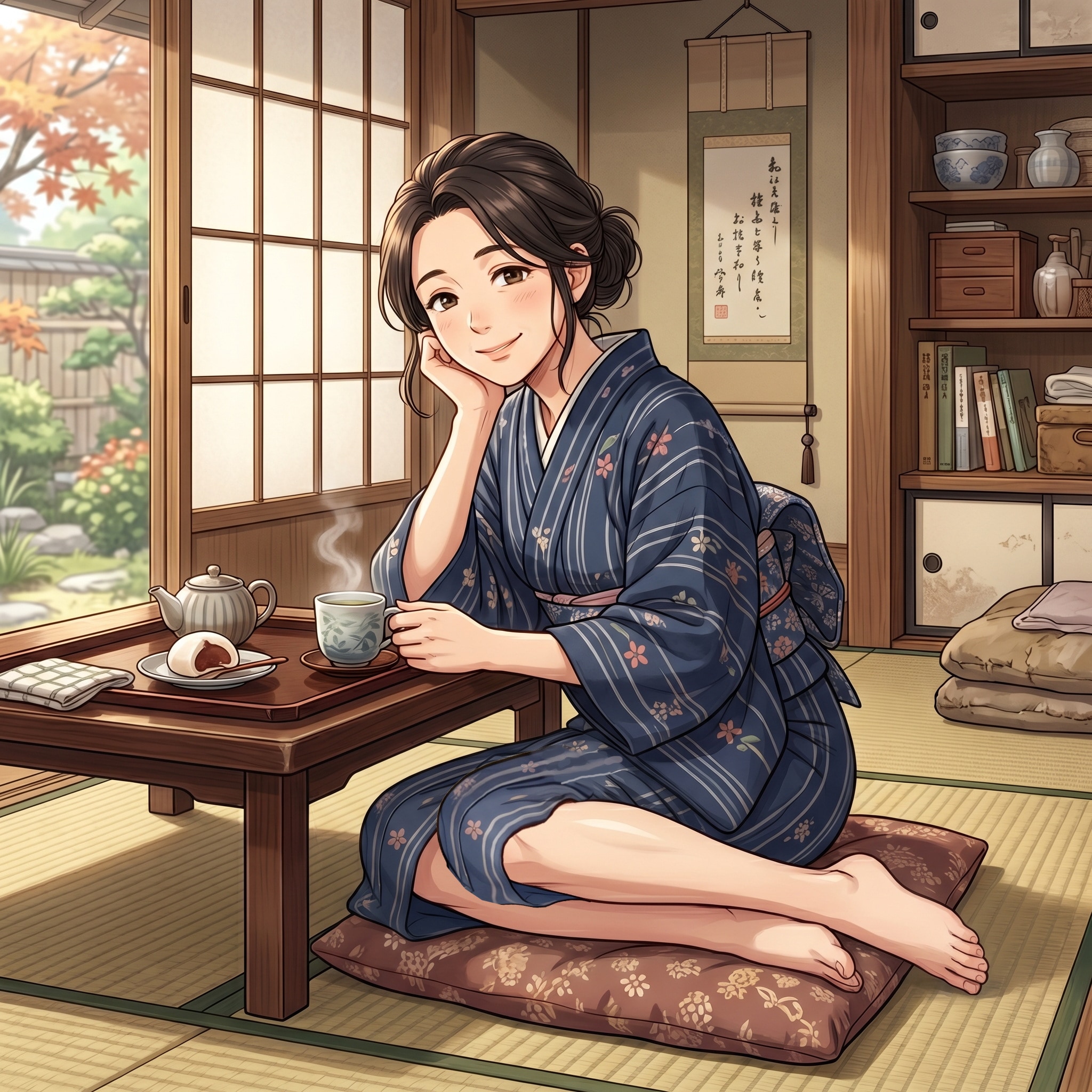 家事に疲れてひとやすみする主婦和夢さん40歳 | の人気AIイラスト・グラビア