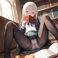 黒タイツ越しのパンツを見せてくれる栞ちゃん 2枚目