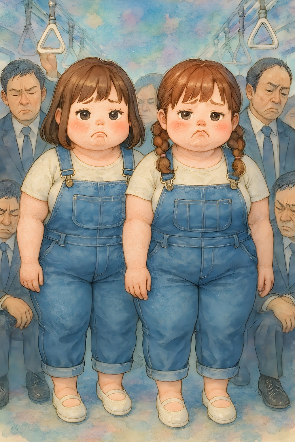 サロペットを着たぽっちゃり女子たち